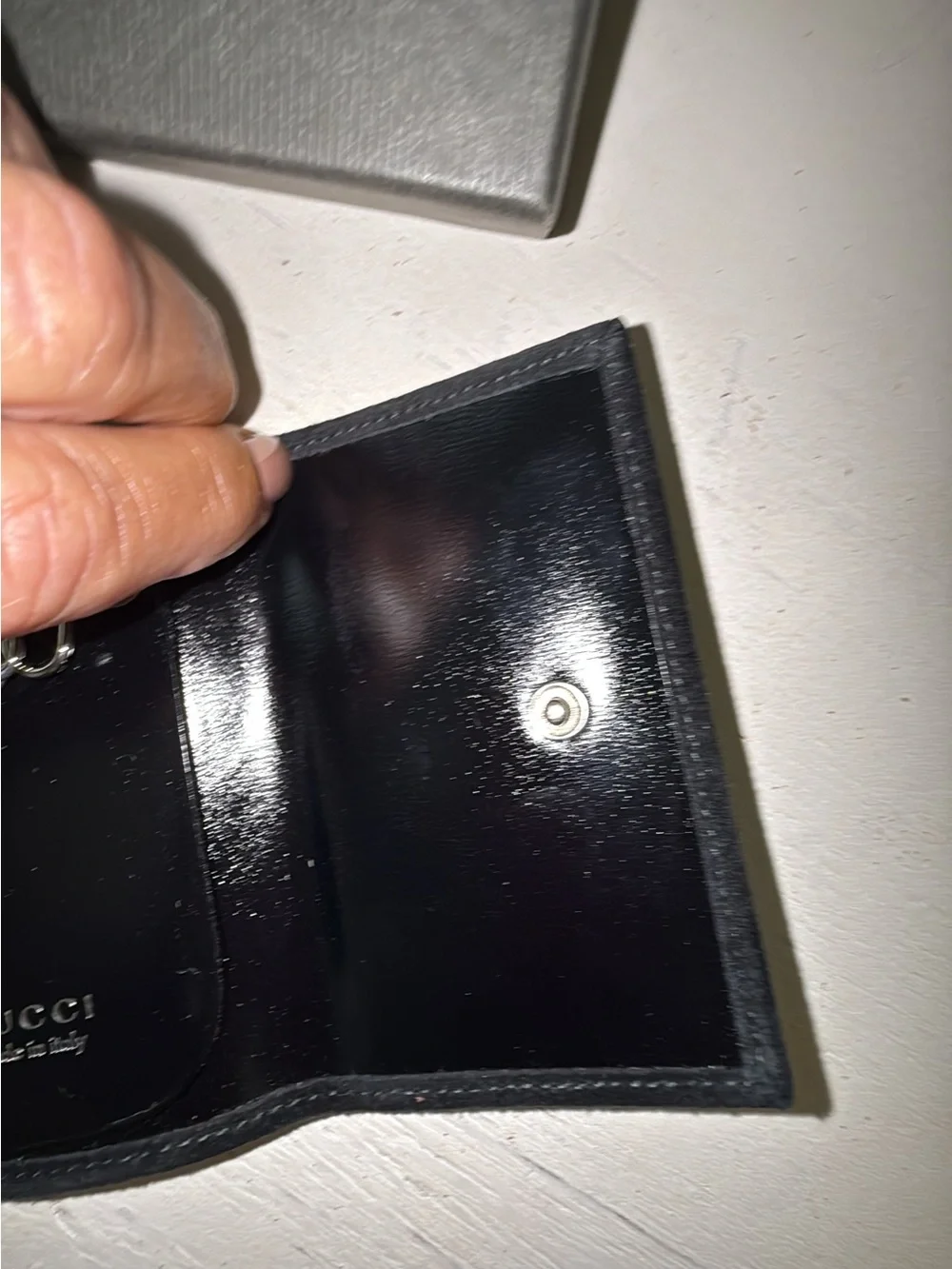 Vintage GUCCI black suede Key holder in box authenticity certification
